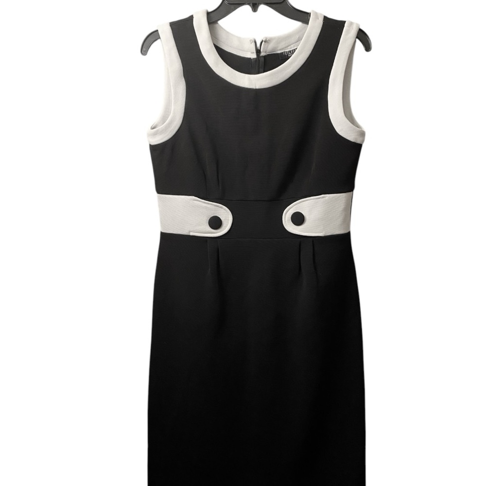 Perceptions Black and White Sheath Dress - Picture 4 of 11